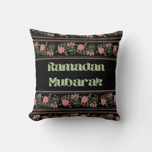 Ramadan Mubarak islamisches arabisches Grenzmuster Kissen (Vorderseite)
