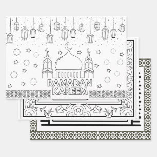 Ramadan Mubarak Jumbo-Farbseiten Geschenkpapier Set