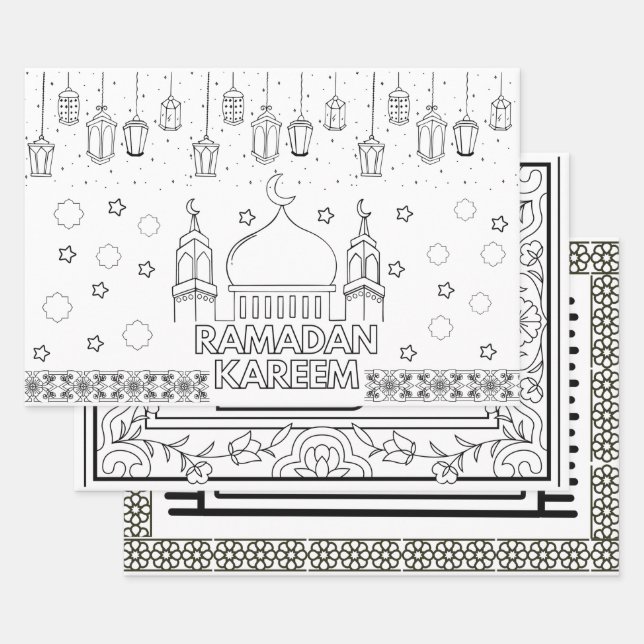 Ramadan Mubarak Jumbo-Farbseiten Geschenkpapier Set (Set)