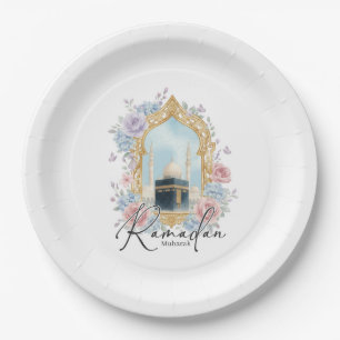 Ramadan Mubarak Kaaba Floral Islamische Party-Deko Pappteller