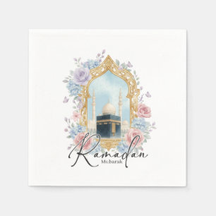 Ramadan Mubarak Kaaba Floral Islamische Party-Deko Serviette