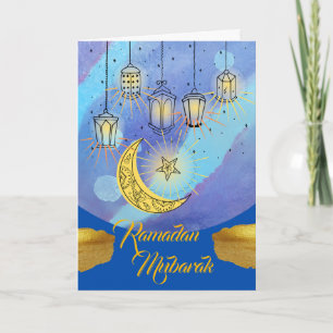Ramadan Mubarak Laternen bei Nacht Karte