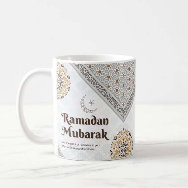Ramadan Mubarak Mandala Crescent Art Kaffeetasse (Links)