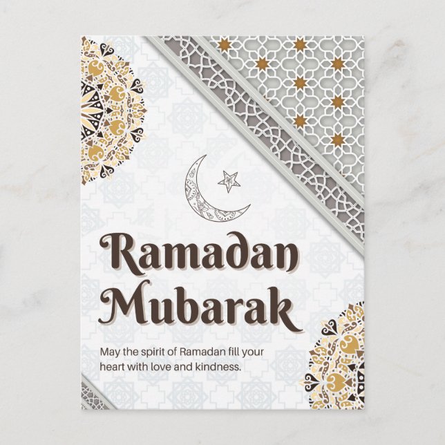 Ramadan Mubarak Mandala Crescent Art Postkarte (Vorderseite)