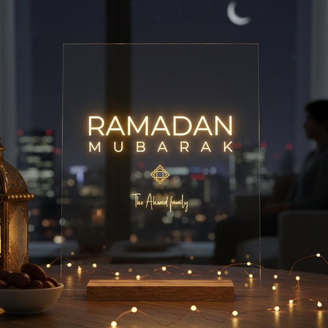 Ramadan Mubarak Minimal Acrylic Sign Personalized (Créateur téléchargé)