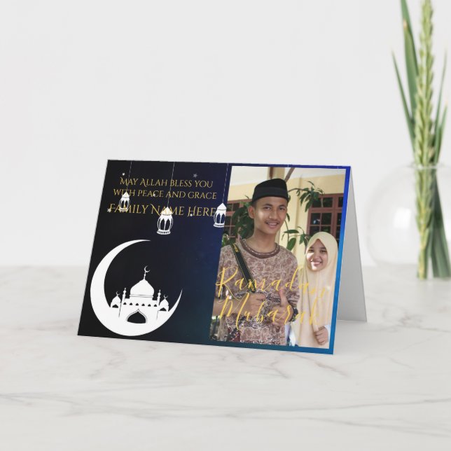 RAMADAN Mubarak Modern English FOTO Card Karte (Vorderseite)