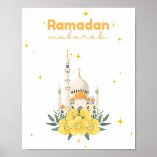 Ramadan Mubarak Moschee Gelbe Blumen Wandbild Poster