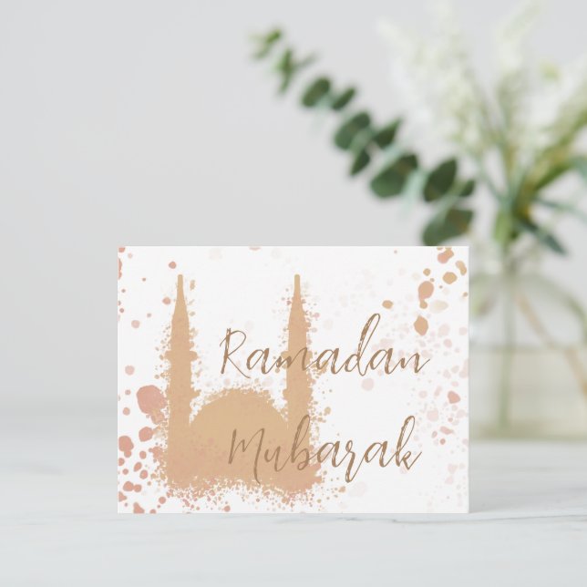 Ramadan Mubarak Moschee Islamisches Design Postkarte (Stehend Vorderseite)