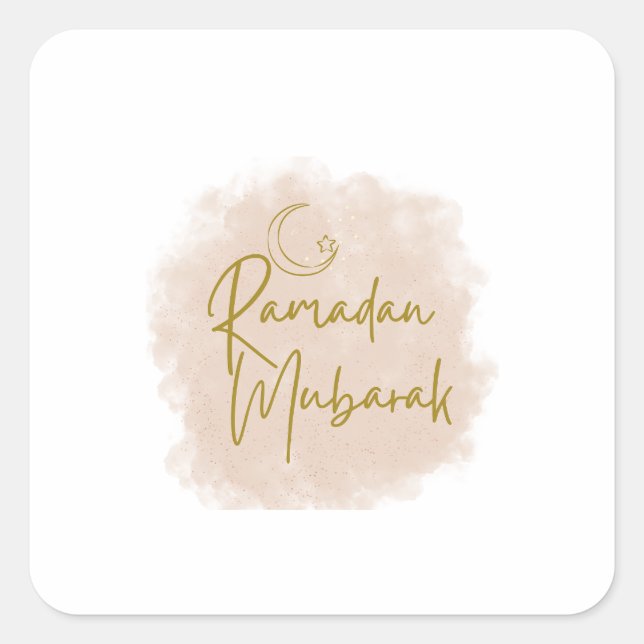 Ramadan Mubarak Quadratischer Aufkleber (Vorderseite)