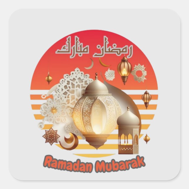 RAMADAN MUBARAK QUADRATISCHER AUFKLEBER (Vorderseite)