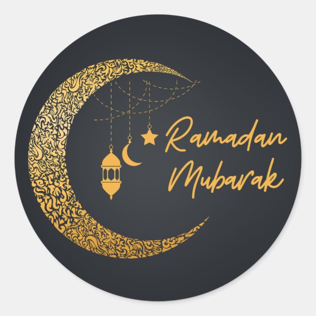 Ramadan Mubarak -Ramadan Kareem -Eid Mubarak Runder Aufkleber (Vorderseite)