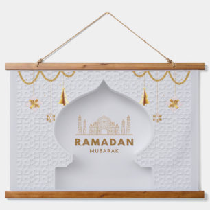 Ramadan Mubarak   Ramadan Kareem Wandteppich Mit Holzrahmen