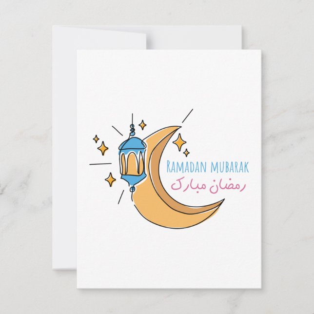 Ramadan Mubarak, Ramadan Mubarak Line Art Mitteilungskarte (Vorderseite)