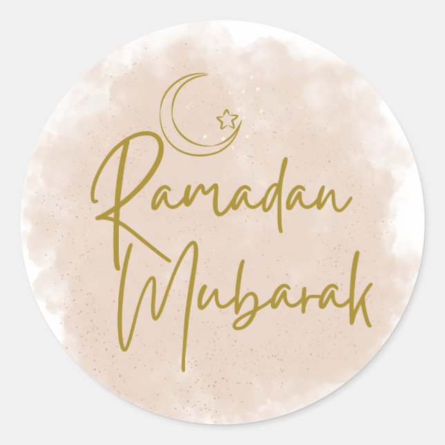 Ramadan Mubarak Runder Aufkleber (Vorderseite)