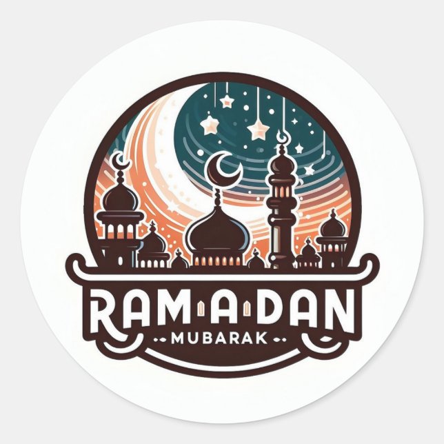 Ramadan Mubarak Runder Aufkleber (Vorderseite)