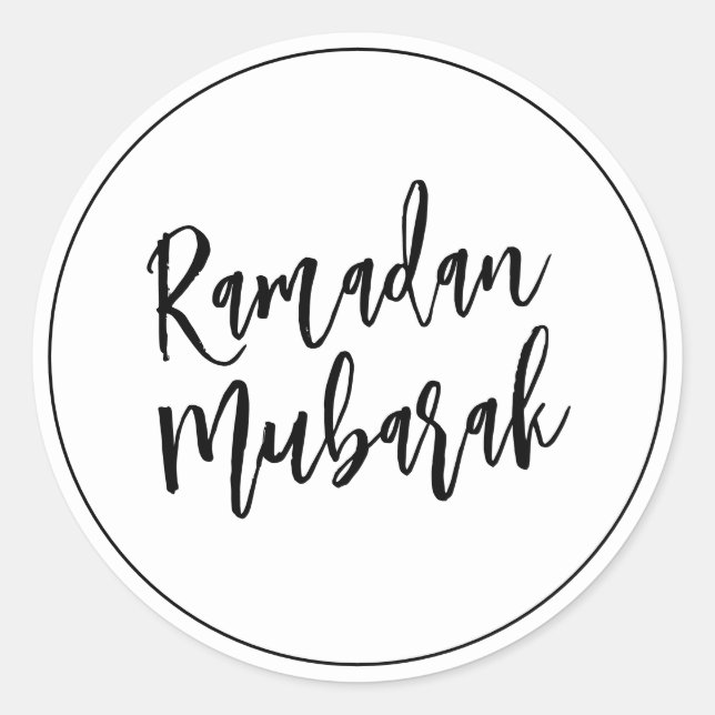 Ramadan Mubarak Simple Minimalistisch Black Runder Aufkleber (Vorderseite)