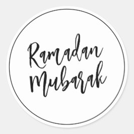 Ramadan Mubarak Simple Minimalistisch Black Runder Aufkleber