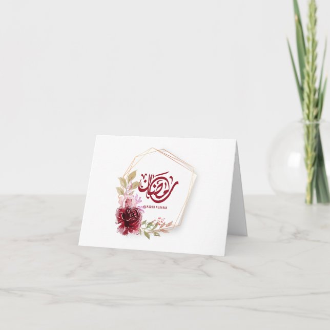Ramadan Mubarak Watercolor Floral Dankeskarte (Vorderseite)