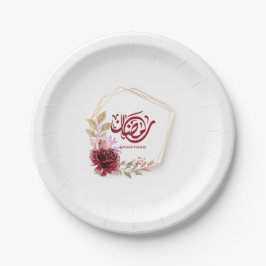 Ramadan Mubarak Watercolor Floral Pappteller