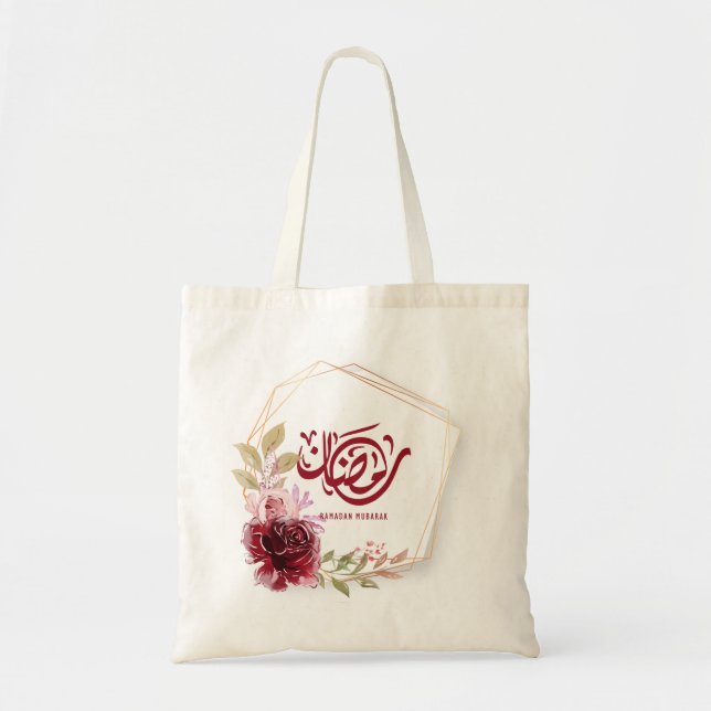 Ramadan Mubarak Watercolor Floral Tragetasche (Vorne)