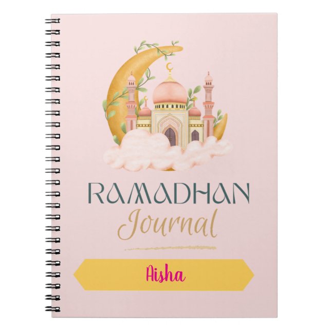 Ramadan Zeitschrift mit rosa Moschee Notizblock (Vorderseite)