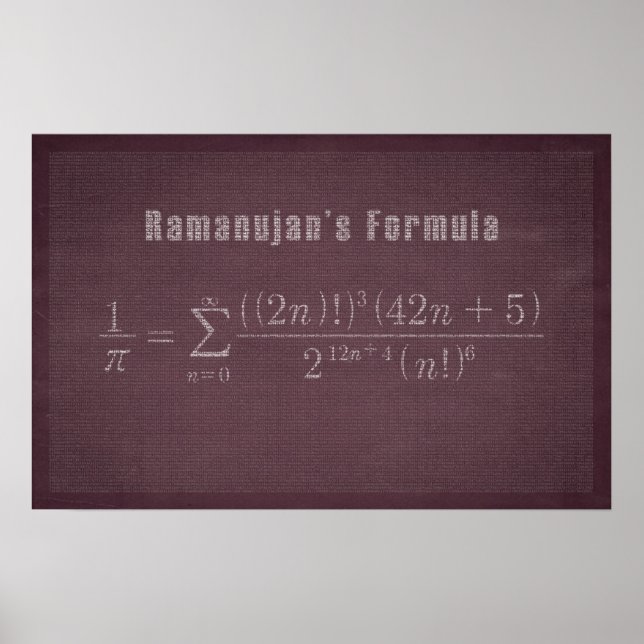 Ramanujan's Pi Formula - Math Poster (Devant)