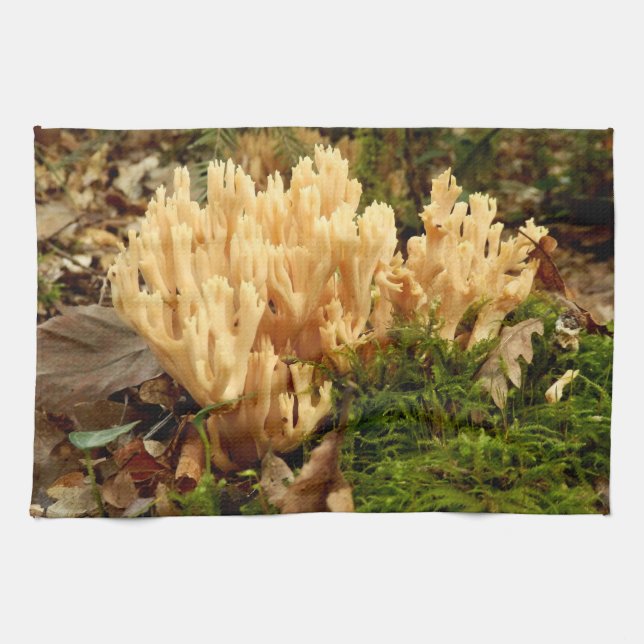 Ramaria stricta Fungi Tea Towel Handtuch (Horizontal)
