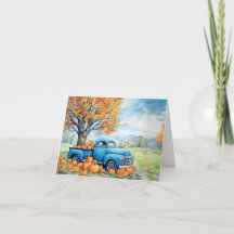 Ramassage Automne Vintage et Citrouilles Carte Vie