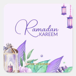 Ramazan   Ramadan Kareem Wasserfarbe Quadratischer Aufkleber