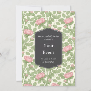Rambling Pink Roses Personalisiert Elfenbein Einladung