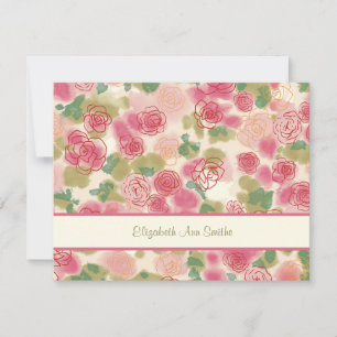 Rambling Rose Personalisiert Stationery Mitteilungskarte