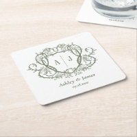 Rambling Rose Sage Monogramm-Wappen-Hochzeit