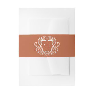 Rambling Rose Terrakotta-Monogramm-Wappen Hochzeit Einladungsbanderole