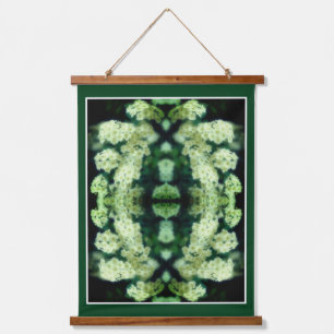 Rambling Wild White Roses Abstrakt Wandteppich Mit Holzrahmen
