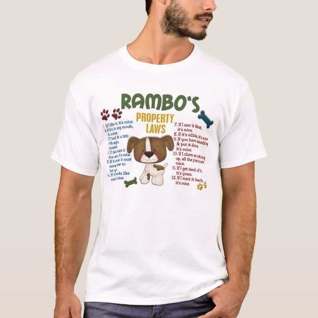 Rambos Eigentums-Gesetze T-Shirt (Vorderseite)