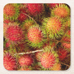 Rambutan Fruit auf dem Markt von Can Duoc Rechteckiger Pappuntersetzer