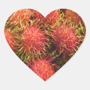 Rambutan Tropical Fruit Herz-Aufkleber
