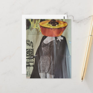 Ramekin-Schüsselkopf Mode Dame Surrealer Collage Postkarte