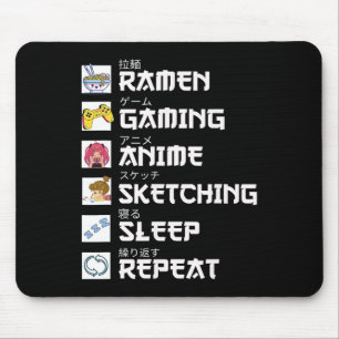 Ramen Anime Gaming Wiederholung Otaku Anime Manga Mousepad