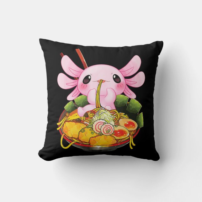 Ramen Axolotl Kawaii Anime Japanisches Lebensmitte Kissen (Vorderseite)
