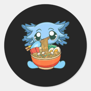 Ramen Axolotl Kawaii Anime Japanisches Lebensmitte Runder Aufkleber