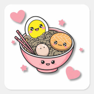Ramen Bowl Quadratischer Aufkleber