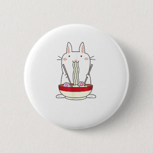 Ramen Bunny Japanese Noodles Kawaii Rabbit T-Shirt Button