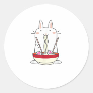 Ramen Bunny Japanese Noodles Kawaii Rabbit T-Shirt Runder Aufkleber