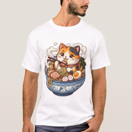 Ramen Cat Anime Kawaii Illustration Tee Design