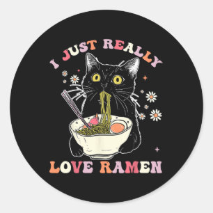 Ramen Cat Anime Kawaii Kleidung Otaku Kleidung Man Runder Aufkleber