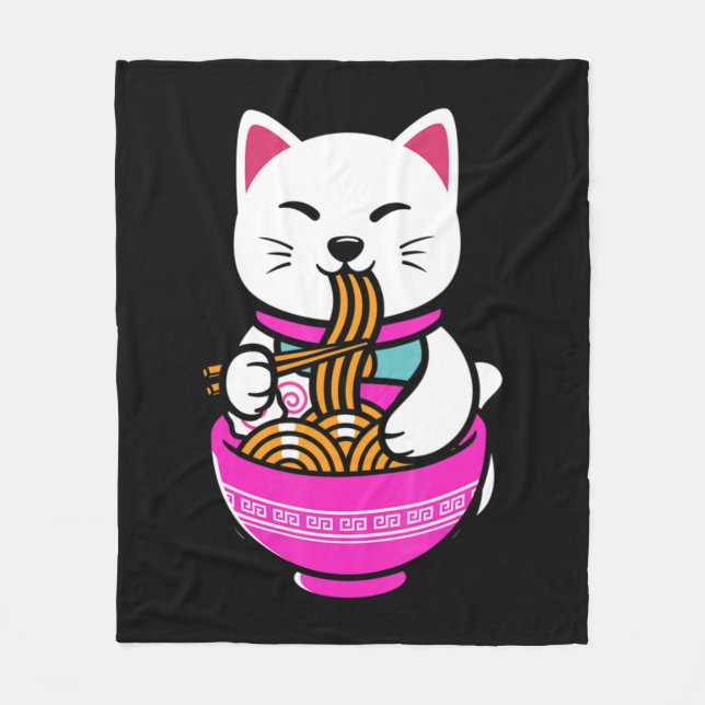 Ramen Cat Anime Neko Gift Kawaii  Fleecedecke (Vorderseite)