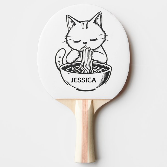 Ramen Cat – Awesome Kawaii Anime Personalized Tischtennis Schläger (Vorderseite)