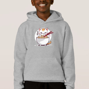Ramen Cat Eating Noodles Design T - Shirt