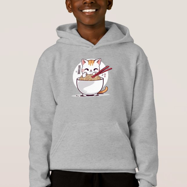 Ramen Cat Eating Noodles Design T - Shirt (Vorderseite)